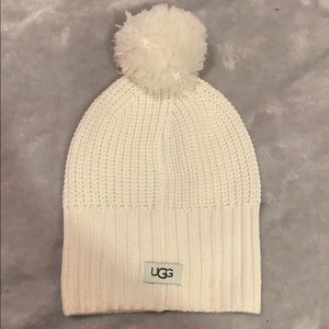 White UGG Pom Pom hat